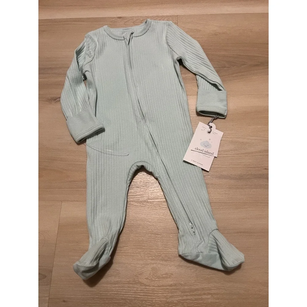 NWT Cloud Island Infant Sleeper 3-6M Light‎ Teal Blue NWT 2-Way Zipper